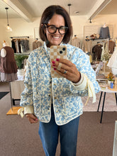Load image into Gallery viewer, Camille Floral Quilted Jacket - Ivory/Blue
