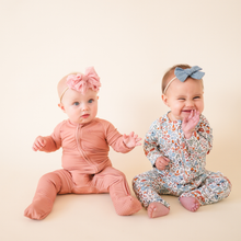 Load image into Gallery viewer, Bamboo Pink Bow Romper