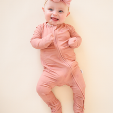 Load image into Gallery viewer, Bamboo Pink Bow Romper