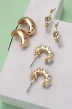 Load image into Gallery viewer, Pearl Diamond Cut Trio Earrings