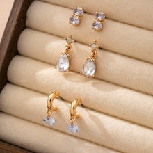 Load image into Gallery viewer, Trio Gold-Tone Crystal Drop Earring Set
