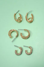 Load image into Gallery viewer, Trio Huggie Hoop Rhinestone Earrings