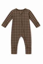 Load image into Gallery viewer, Chestnut Gingham (Ribbed) Zip Pajamas
