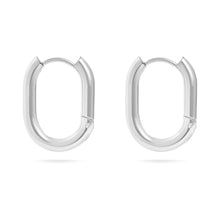 Load image into Gallery viewer, 18K Gold PVD Stainless Steel Oval Huggie Earrings