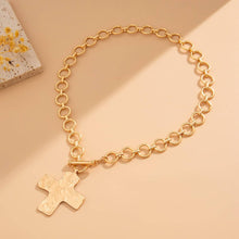Load image into Gallery viewer, Hammered Cross Necklace