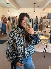 Load image into Gallery viewer, Camille Floral Quilted Jacket - Navy