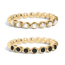 Load image into Gallery viewer, 18k Gold PVD Coated Beaded Stainless Steel CZ Stacking Ring