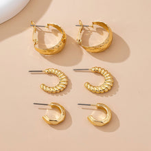 Load image into Gallery viewer, Mixed Texture Hoop Trio Earring Set