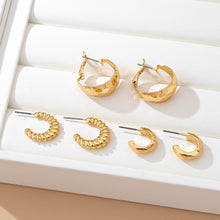 Load image into Gallery viewer, Mixed Texture Hoop Trio Earring Set