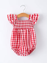 Load image into Gallery viewer, Summer Plaid Smocked Ruffle Girl Romper Sibling Outfits