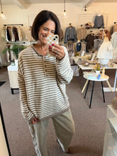 Load image into Gallery viewer, Bailey Striped Sweater- mocha