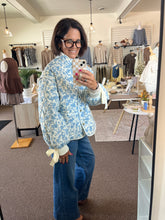 Load image into Gallery viewer, Camille Floral Quilted Jacket - Ivory/Blue