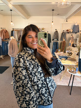 Load image into Gallery viewer, Camille Floral Quilted Jacket - Navy