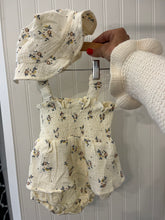 Load image into Gallery viewer, Floral Smocked Baby Romper with Matching Hat