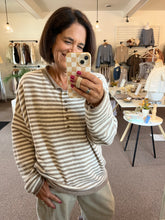 Load image into Gallery viewer, Bailey Striped Sweater- mocha