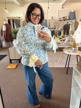 Load image into Gallery viewer, Camille Floral Quilted Jacket - Ivory/Blue