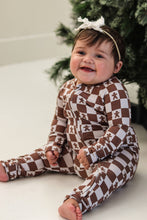 Load image into Gallery viewer, Gingerbread Check Zip Pajamas