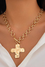 Load image into Gallery viewer, Hammered Cross Necklace