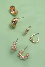 Load image into Gallery viewer, Pearl Diamond Cut Trio Earrings