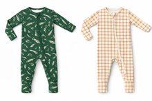 Load image into Gallery viewer, Caramel Gingham Zip Pajamas