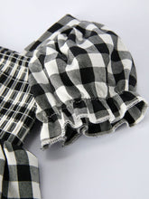 Load image into Gallery viewer, Plaid Girl Smocked Set Puff Sleeve Bloomer Set
