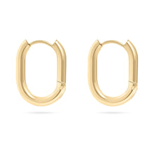 Load image into Gallery viewer, 18K Gold PVD Stainless Steel Oval Huggie Earrings
