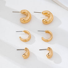 Load image into Gallery viewer, Sculptural Gold-Tone Hoop Earring Set