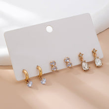 Load image into Gallery viewer, Trio Gold-Tone Crystal Drop Earring Set