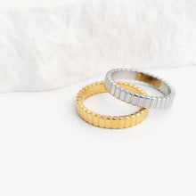 Load image into Gallery viewer, 18K Gold PVD Stainless Steel Fluted Stacking Ring
