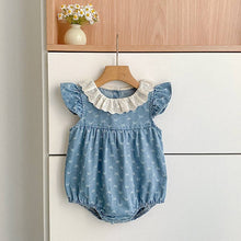 Load image into Gallery viewer, Denim Bow Romper