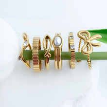 Load image into Gallery viewer, 18K Gold PVD Stainless Steel Fluted Stacking Ring
