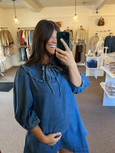 Load image into Gallery viewer, Brielle Ruffle Collar Denim Dress

