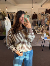 Load image into Gallery viewer, Striped Long Sleeve Top Taupe
