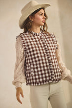 Load image into Gallery viewer, Brown Ruffle Gingham Vest
