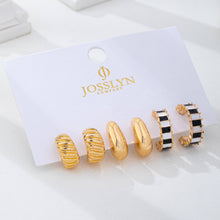 Load image into Gallery viewer, Checker Textured Hoop Trio Earrings
