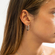 Load image into Gallery viewer, 18K Gold PVD Stainless Steel Oval Huggie Earrings
