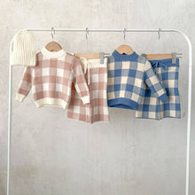 Load image into Gallery viewer, French Blue Gingham Knit Set
