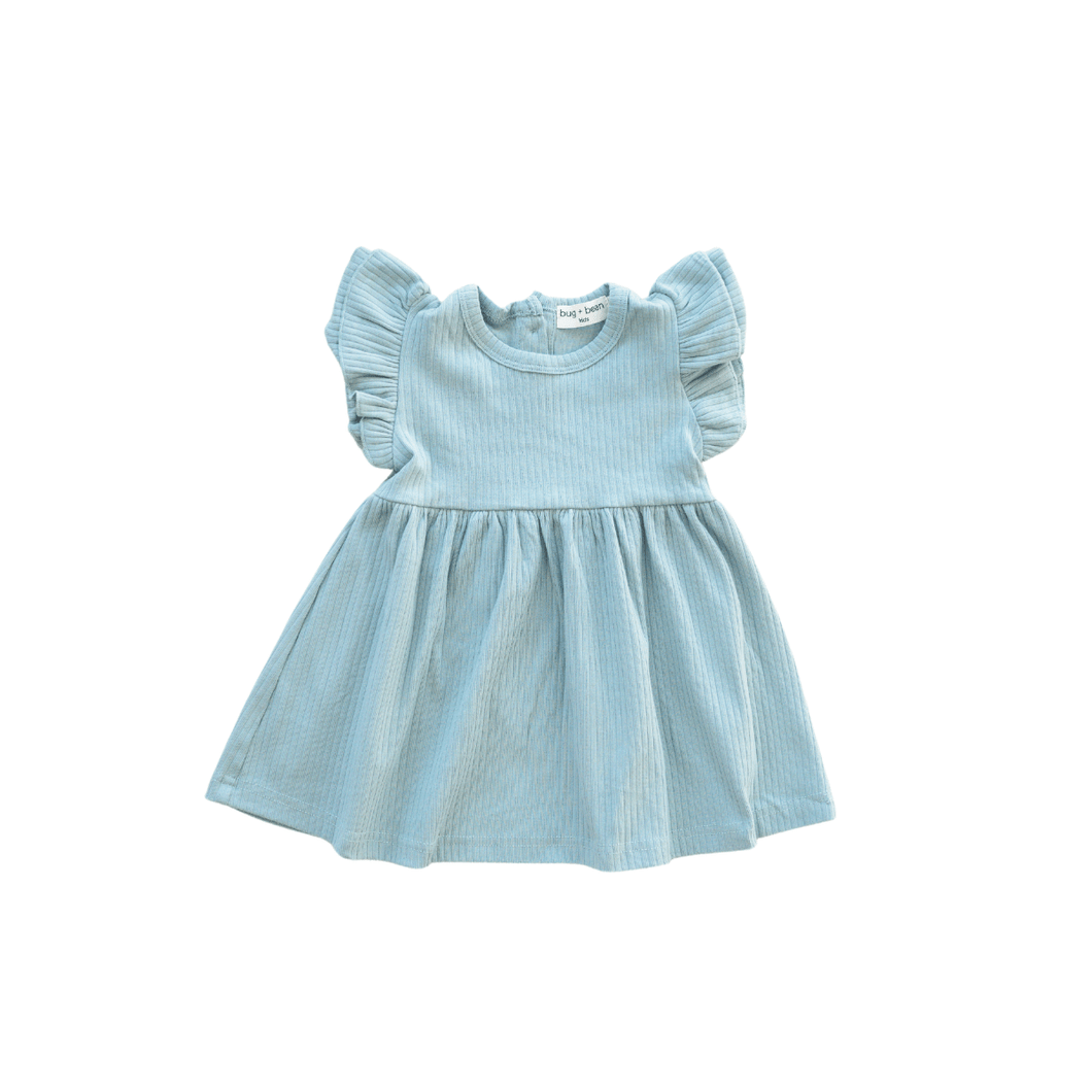 Organic Cotton Ruffle Dress | Sky
