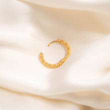 Load image into Gallery viewer, 18K Gold PVD Stainless Steel Textured Huggie Hoop Earrings / ERJ0012
