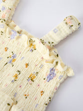 Load image into Gallery viewer, Spring Floral Smocked Ruffle Romper and Hat Set
