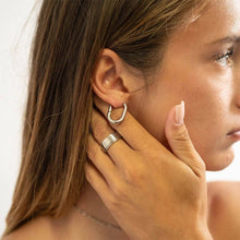 Load image into Gallery viewer, 18K Gold PVD Stainless Steel Oval Huggie Earrings
