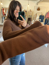 Load image into Gallery viewer, Breezy Nights Tie Sweater - Brown
