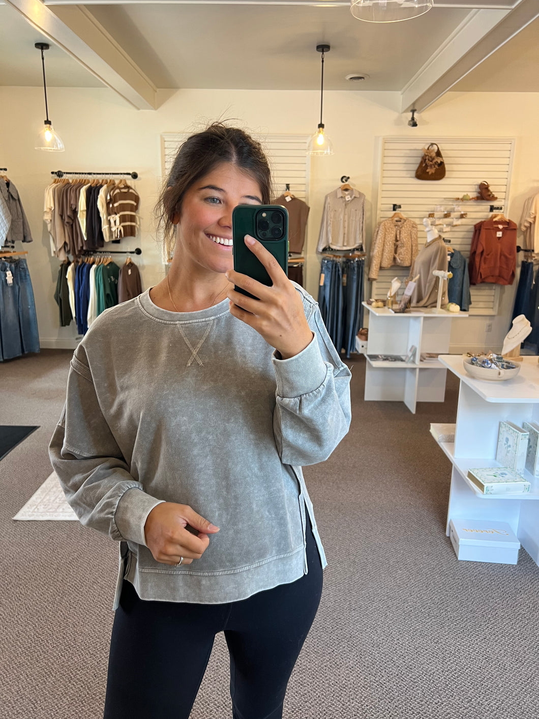 Grace Washed Top - Grey