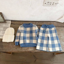 Load image into Gallery viewer, French Blue Gingham Knit Set
