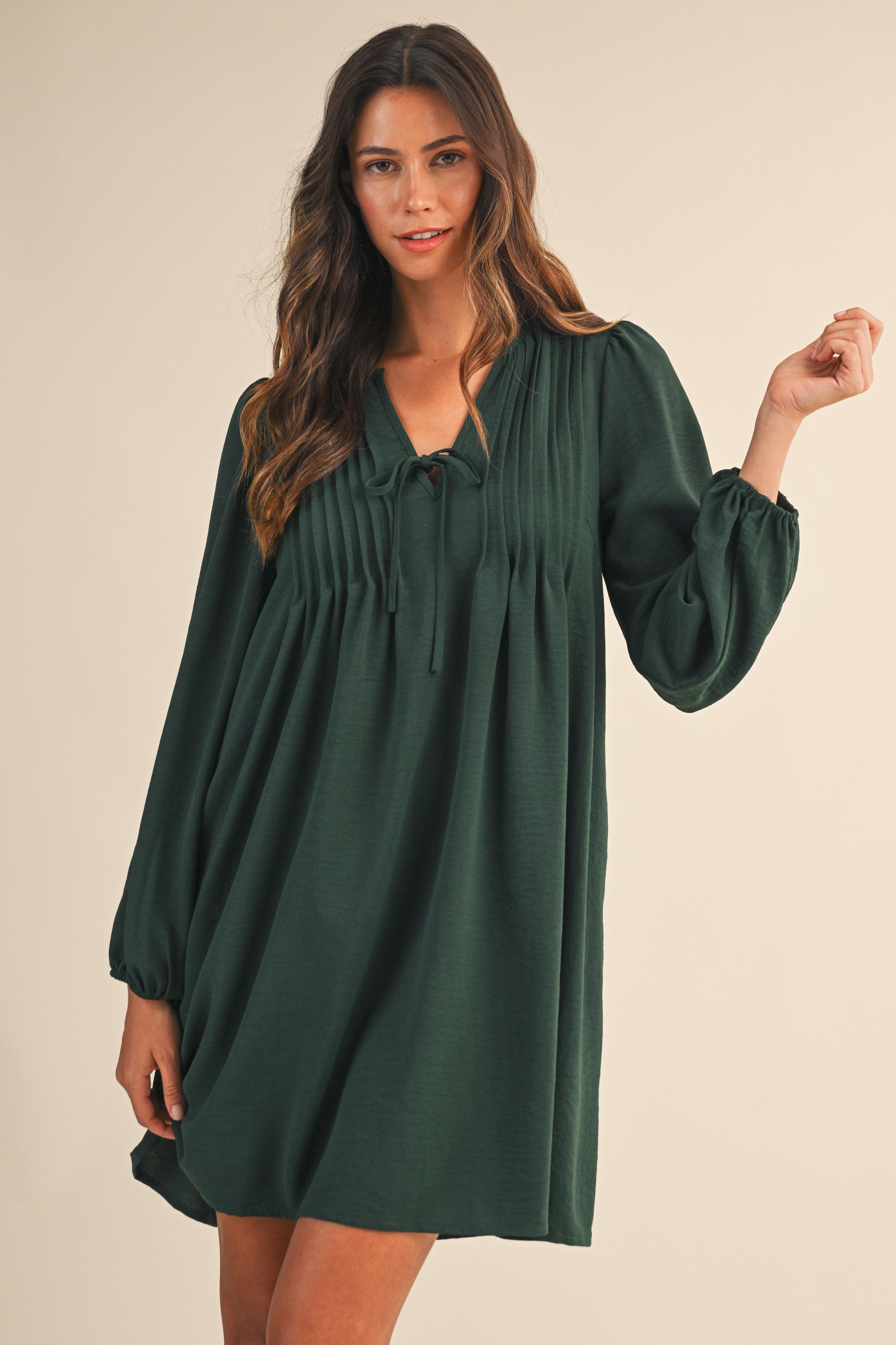 evergreen mini dress Azra Twill Foldover Mini Dress