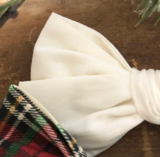 Christmas Ivory Bow Clip