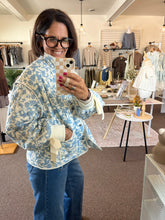 Load image into Gallery viewer, Camille Floral Quilted Jacket - Ivory/Blue
