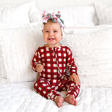 Load image into Gallery viewer, Christmas Red Plaid Bamboo Pjs
