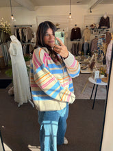 Load image into Gallery viewer, Cotton Candy Striped Mock Neck Zip Up
