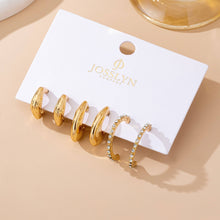 Load image into Gallery viewer, Tapered Rhinestone Hoop Trio Earring
